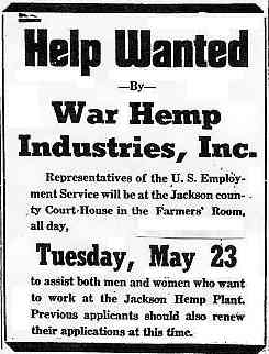 War Hemp hemp wanted ad