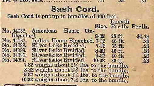 Sears 1897 catalog Spring Sash Cord