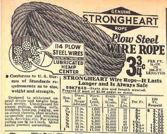 Sears catalog 1932 Fall Wire Rope