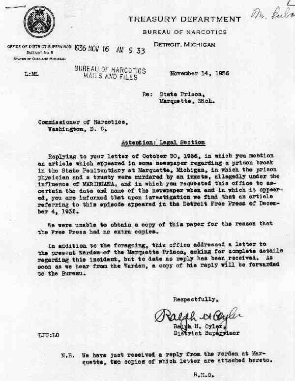 DEA Letter 1936-11-14