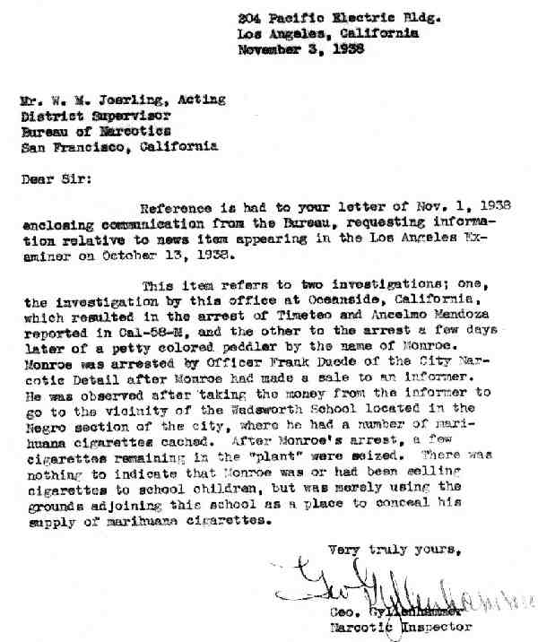DEA Letter 1938-11-03