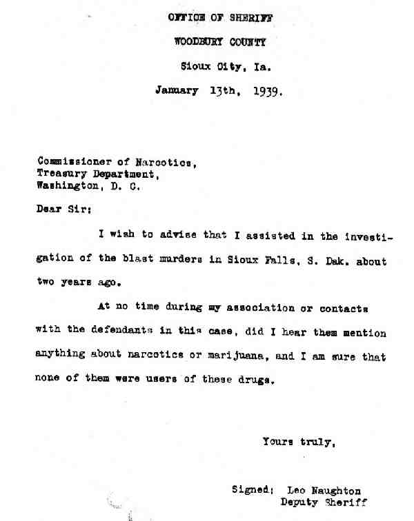 DEA Letter 1939-01-13