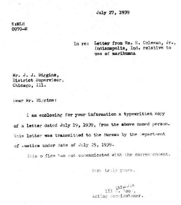 DEA Letter 1939-07-27