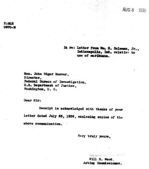 DEA Letter 1939-08-08