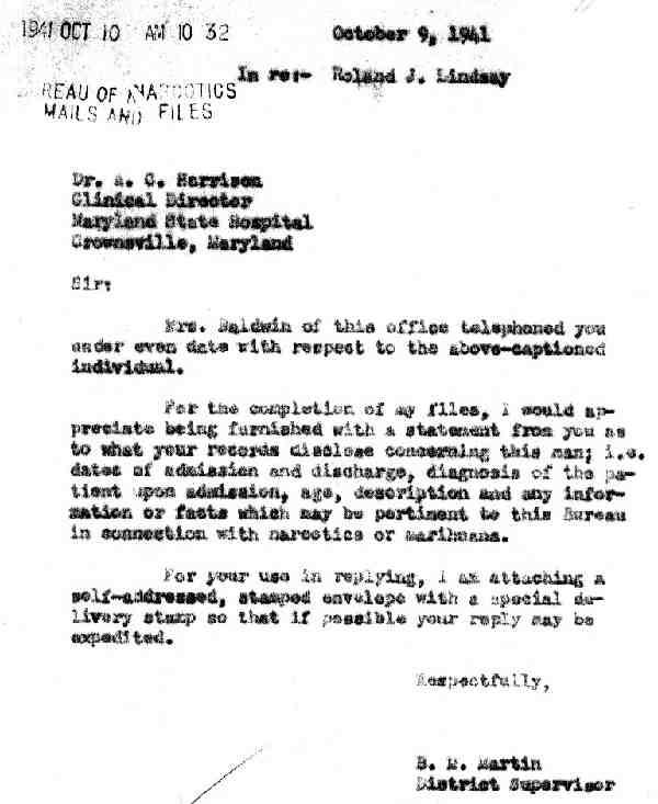 DEA Letter 1941-10-09