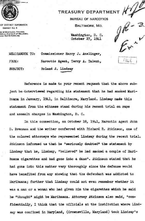 DEA Letter 1941-10-27