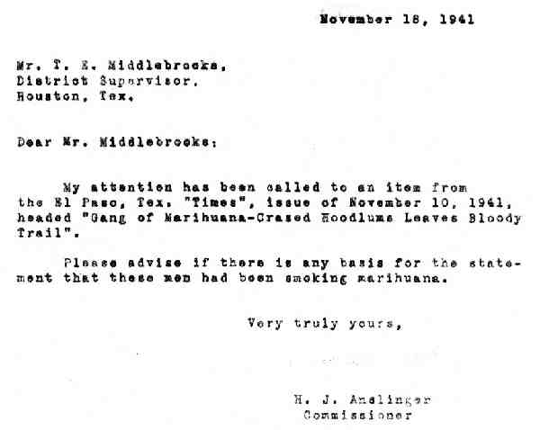 DEA Letter 1941-11-18