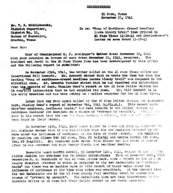 DEA Letter 1941-11-25